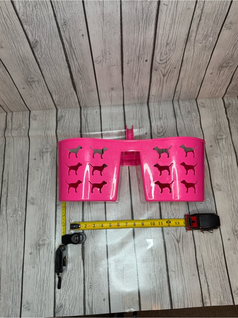 PINK Victoria's Secret Hot Pink Double Cup Shower Caddy with Dog Cutouts